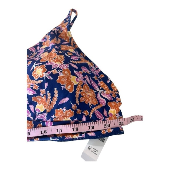 J. Crew Plunge bikini top in painted block print Size 3X Navy Orange Floral NWT - Picture 8 of 14